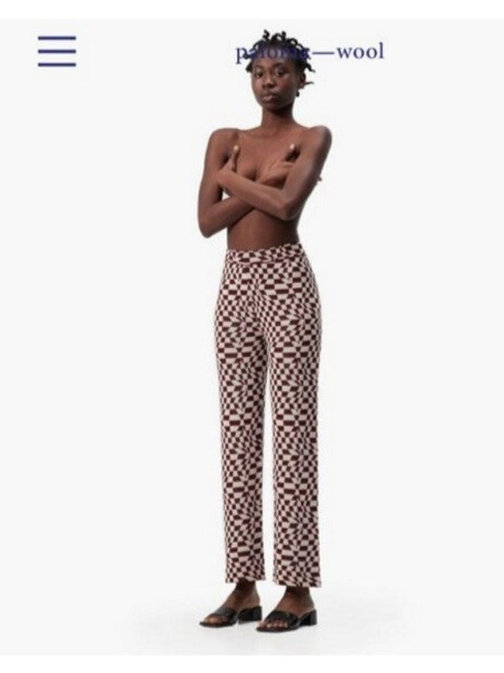 💕PALOMA WOOL💕 Orinocco Knit Trouser Pants Brown/White Psychedelic Check Print